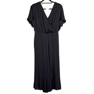 Express Cropped Wide Leg Cocktail V-Neck Jumpsuit Party Pants Black Formal Small